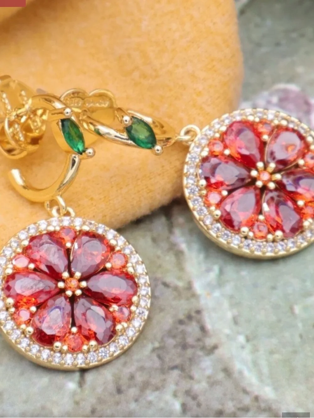 Kate Spade Sweet Citrus Gold Crystal Orange Earrings NEW $65